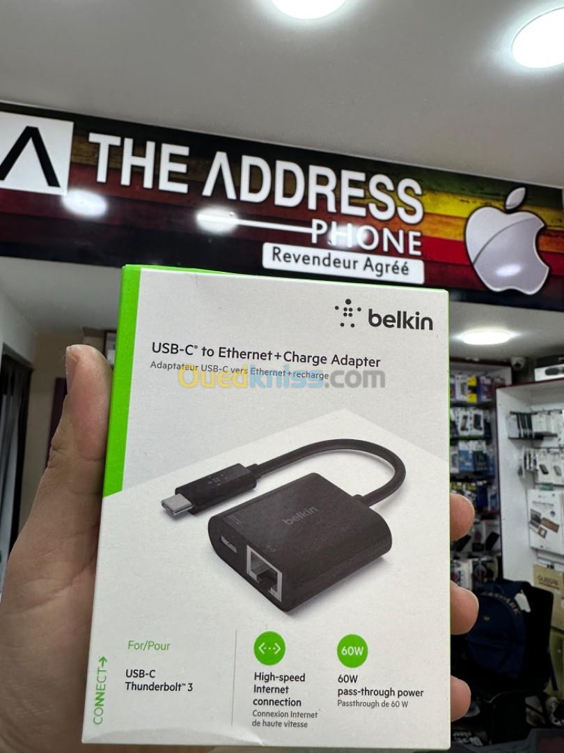 Hub adapter belkin USB-C vers Ethernet + adaptateur de charge