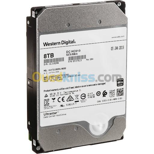 WD Ultrastar DC HC510 - 8TB Disque Dur Serveur 3.5" - 7200 RPM - 512 Mo SATA - 6Gb/S