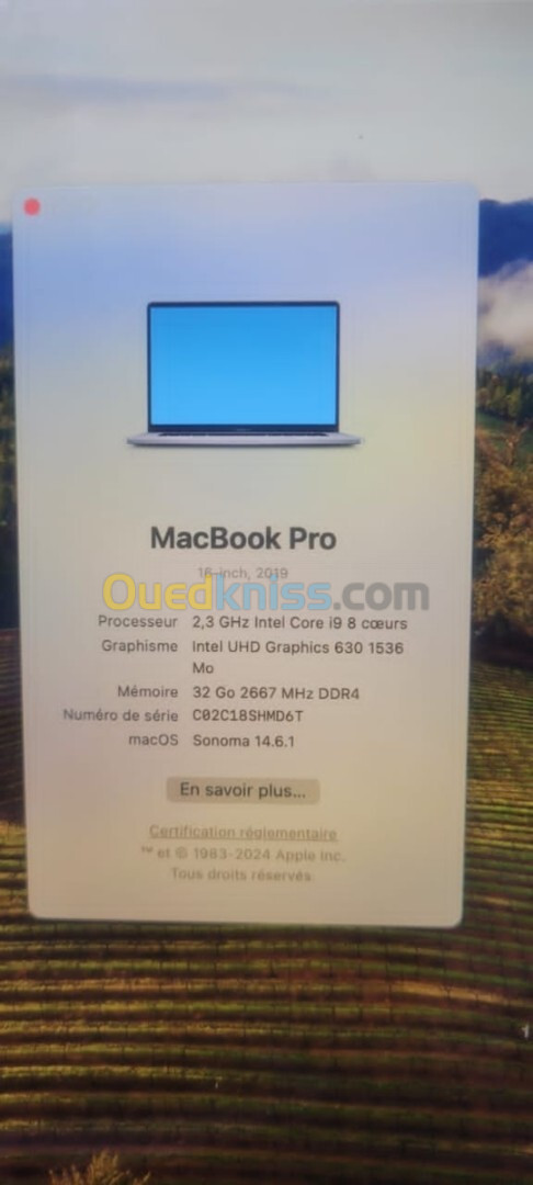 MacBook pro 2019 I9 16 pouce