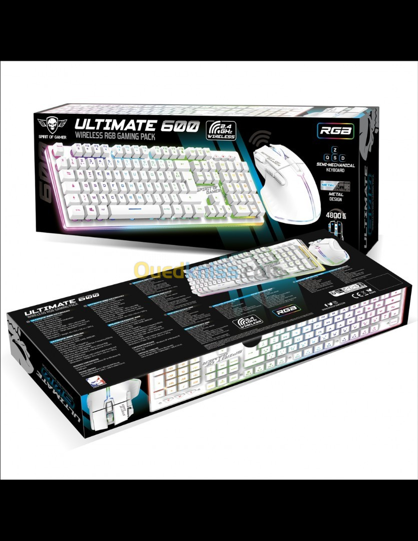 COMBO SPIRIT OF GAMER ULTIMATE 600 WIRELESS RGB ( BLACK AND WHITE )