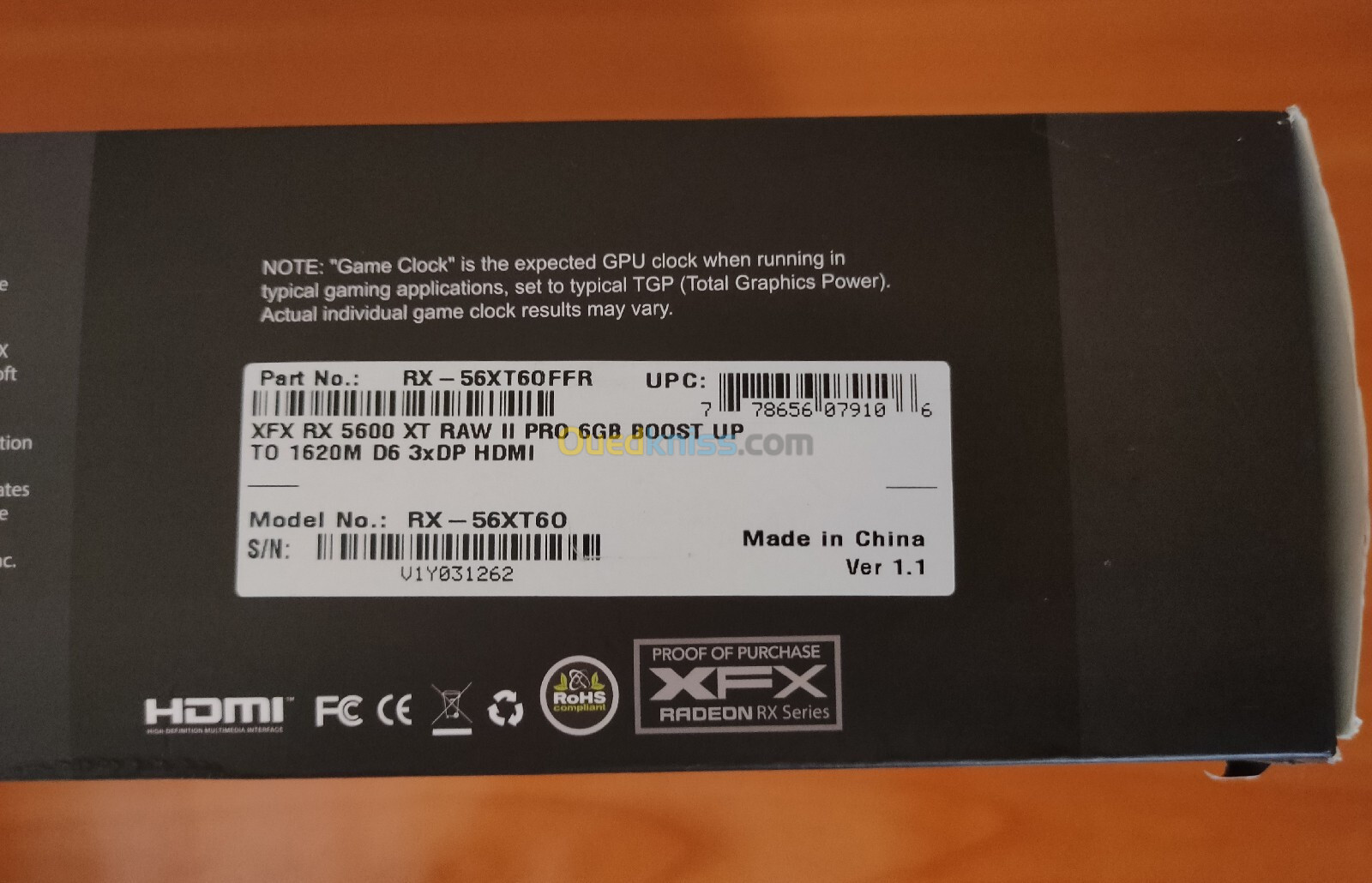 RX 5600 XT " JAMAIS UTILISÉ " XFX RAW 2 ORIGINAL USA