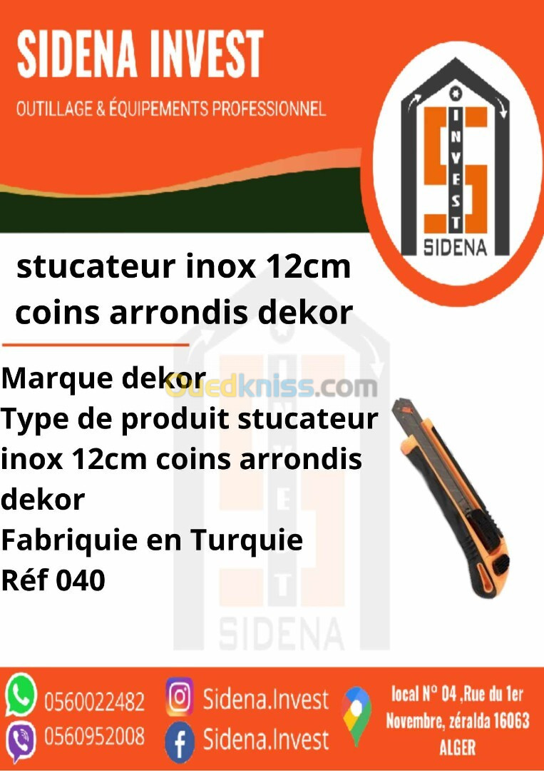 Stucateur Inox 12 Cm Coins Arrondis  DEKOR