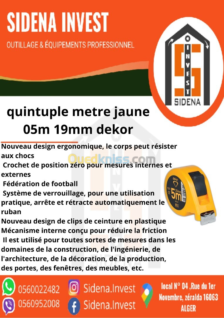 Quintuple Metre Jaune 05 M*19 Mm  DEKOR