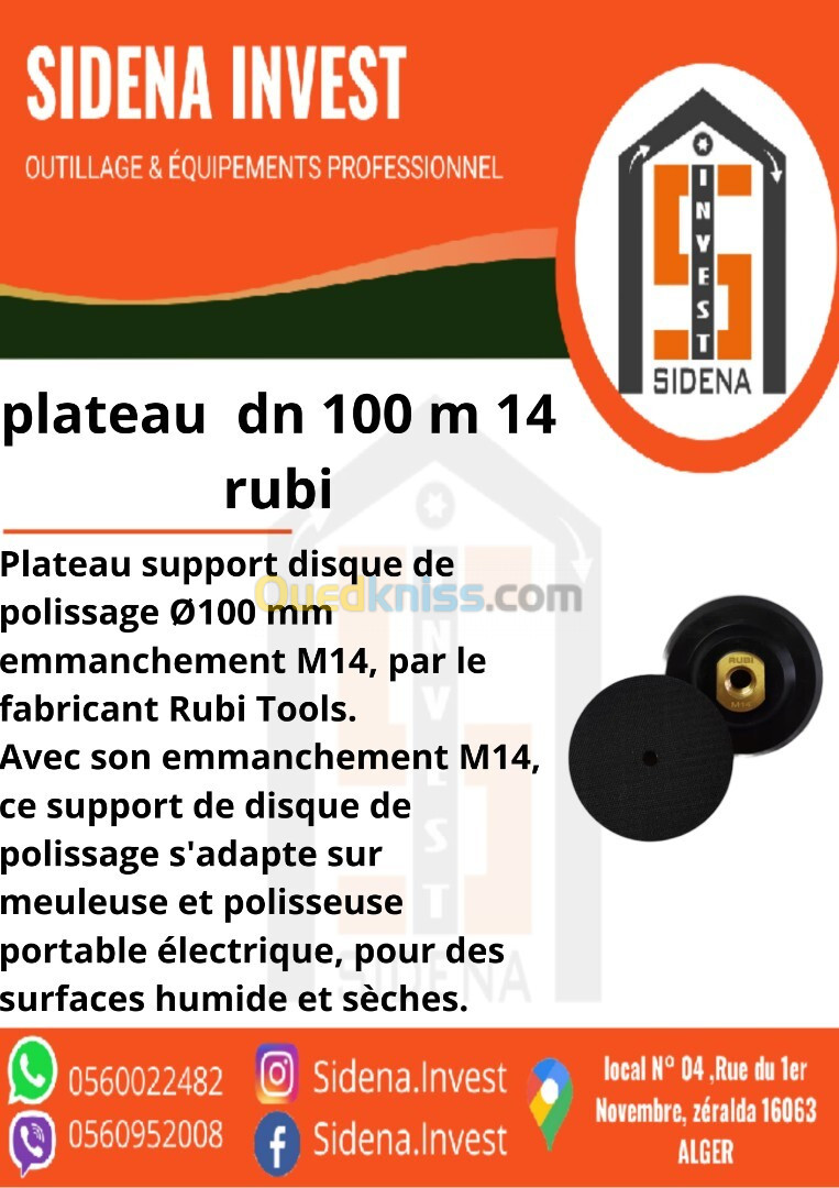 PLATEAU DN 100 M 14 RUBI