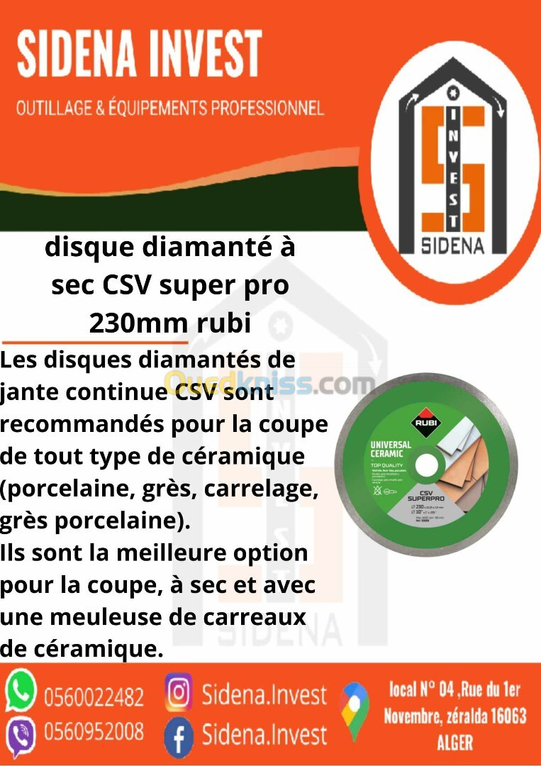 disque diamanté à sec csv super pro 230 mm RUBI