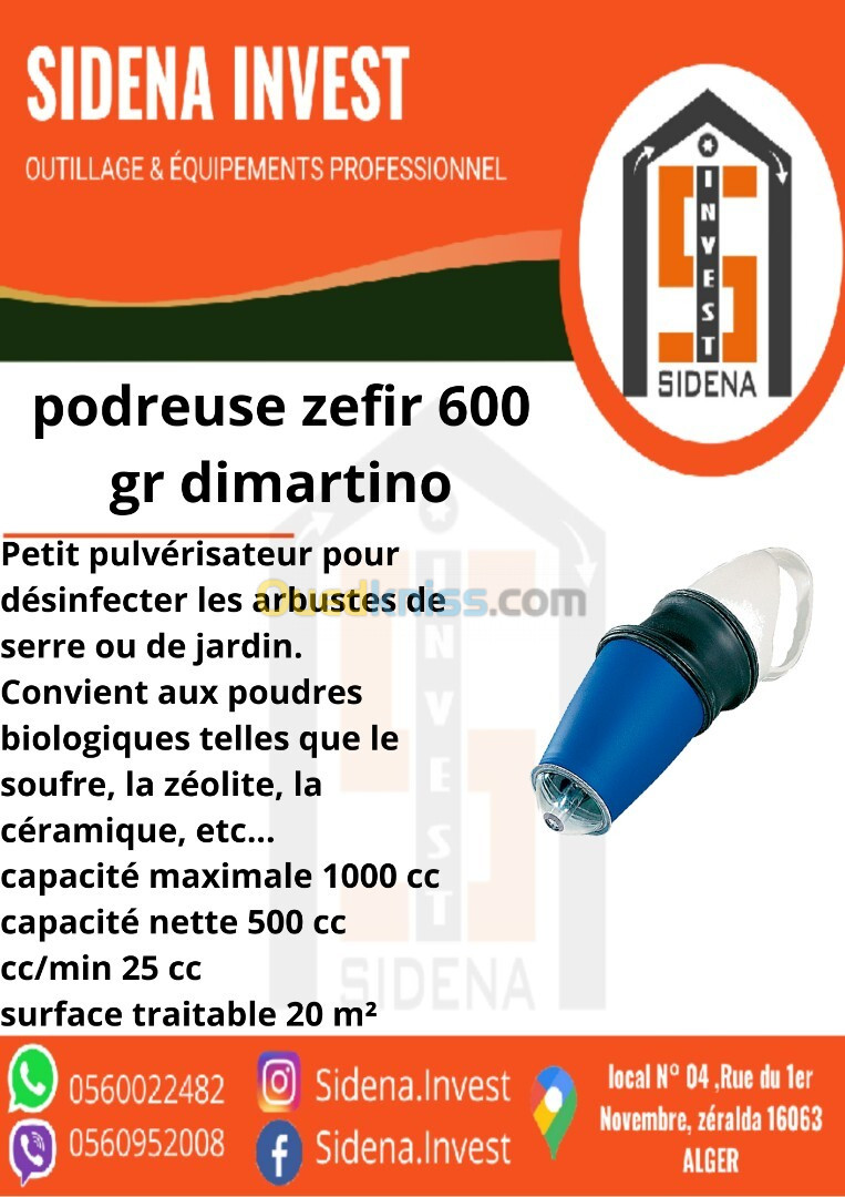  pulvérisateur pour désinfecter les arbustes de serre ou de jardin - poudreuse zefir  600 gr