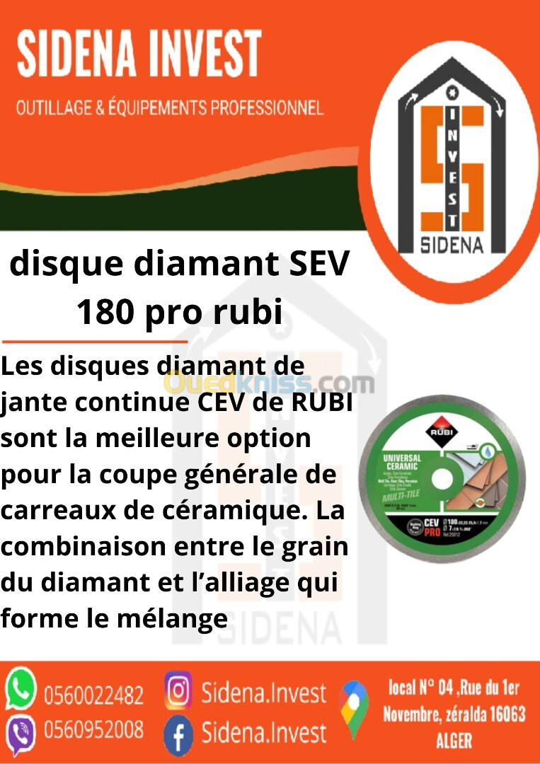 disque diamant SEV 180 PRO RUBI