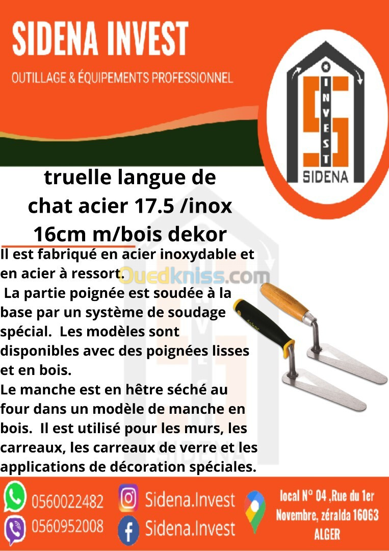 Truelle Langue De Chat Inox 16 Cm M/Bois DEKOR