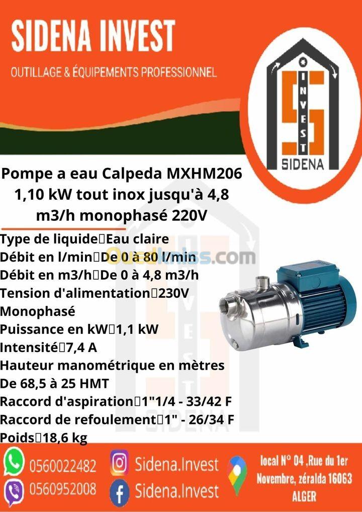 pompes multicellulaires horizontales monobloc en acier inoxidable MXHM 206 CALPEDA