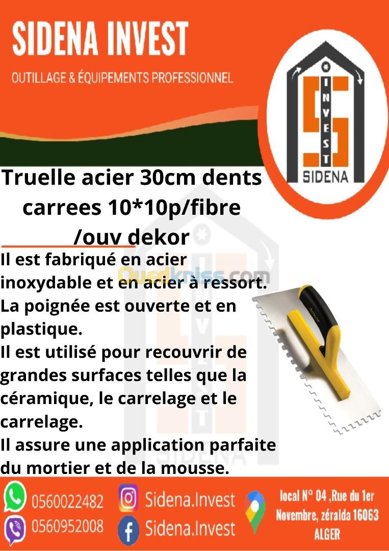 Truelle Acier 30 Cm Dents Carrees 10*10 P/Fibre/Ouv  DEKOR