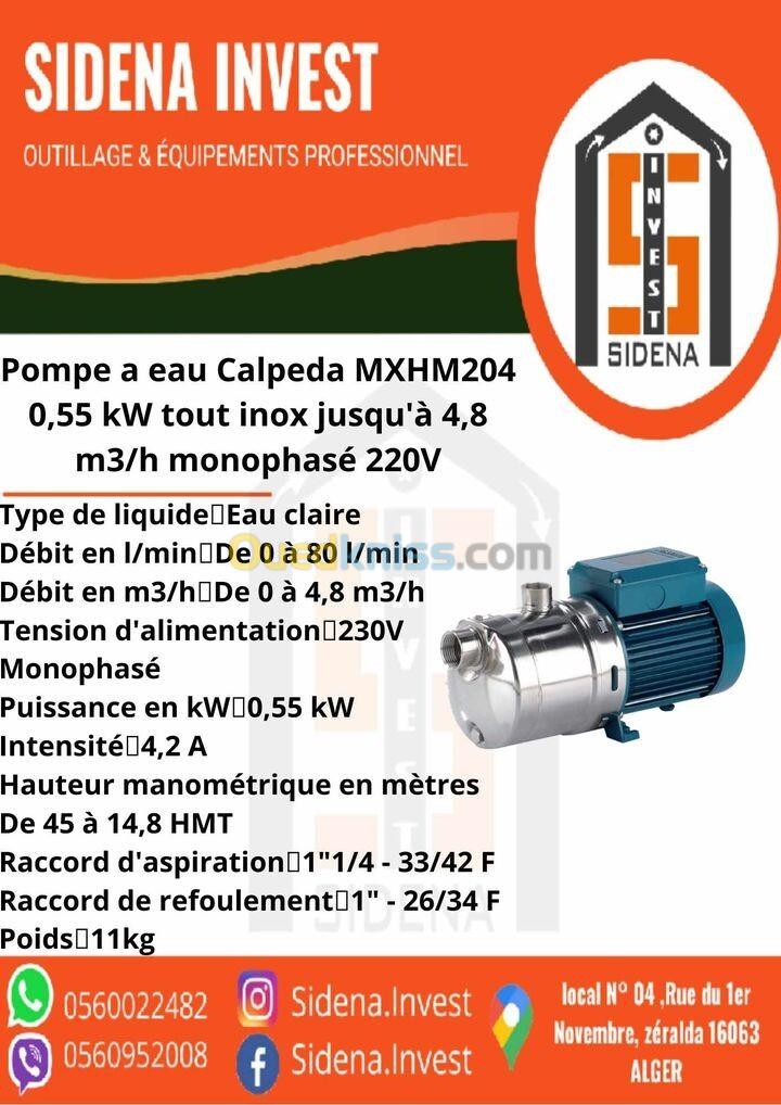 pompes multicellulaires horizontales monobloc en acier inoxidable MXHM 204 CALPEDA