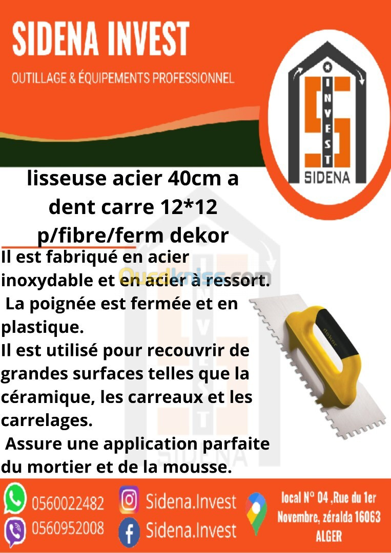 Lisseuse Acier 40 Cm A Dent 12*12 P/Fibre/Ferm DEKOR