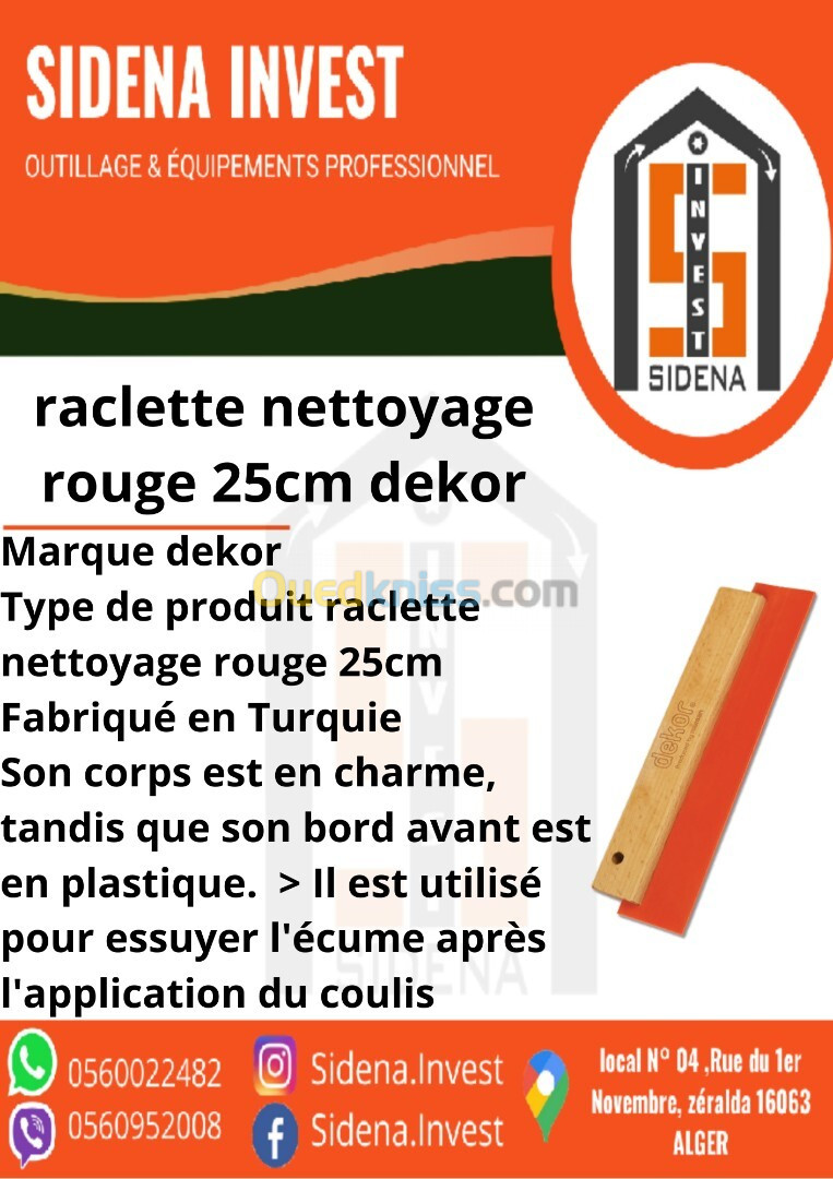 Raclette Nettoyage Rouge 25 Cm Ref 134 ** DEKOR