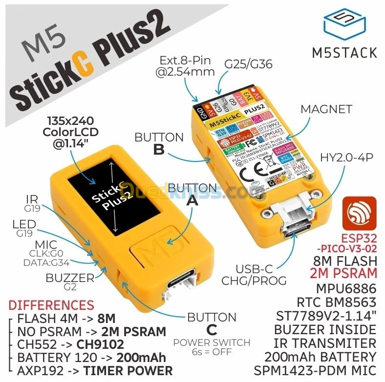 M5StickC PLUS2 ESP32 Mini IoT Development Kit