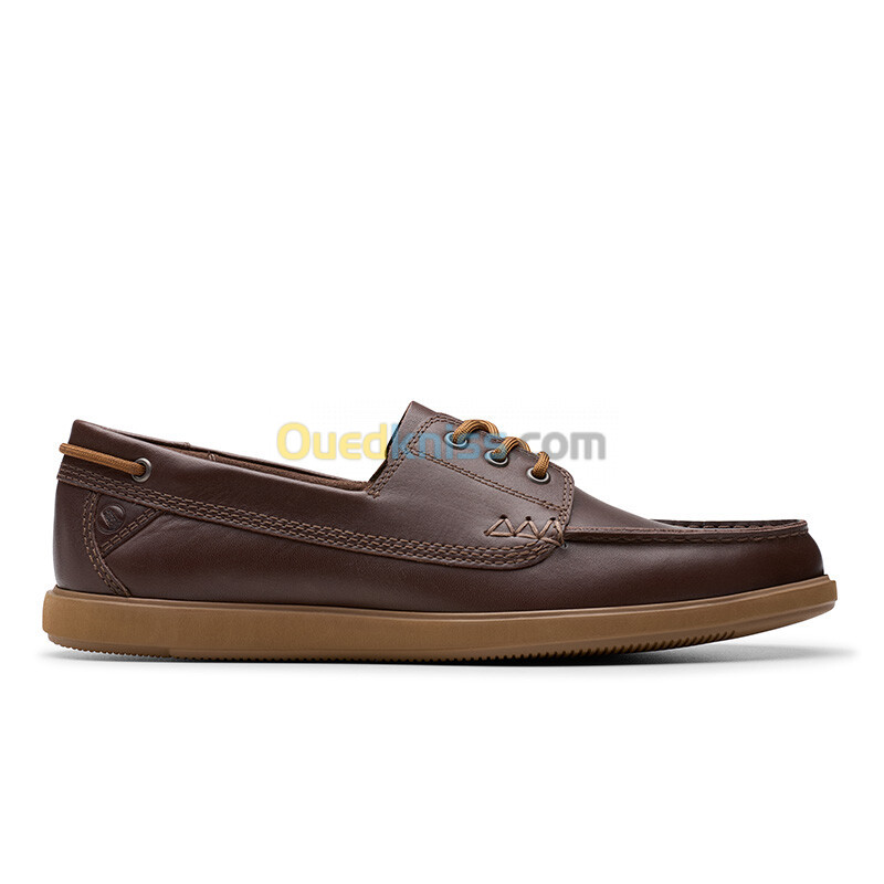 CLARKS Bratton Boat Dark Brown Lea