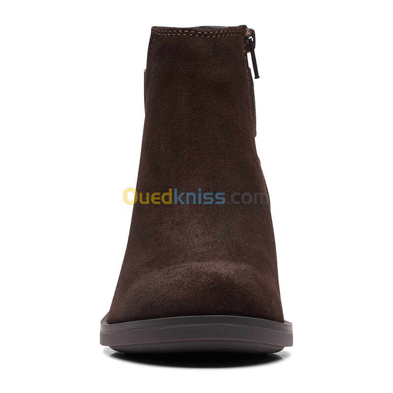 CLARKS Memi Buckle Dark Brown Suede