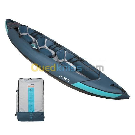 Kayak itiwit 3 places, 2 pagaie démontable, pompe manuelle basse pression double action,gilet d'aid