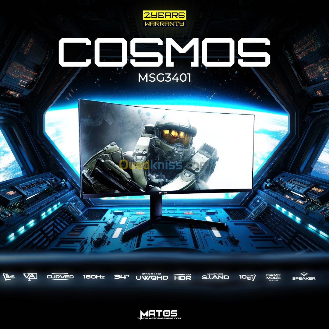 Ecran Gaming Matos 34" COSMOS MSG3410 180Hz CURVED VA 1ms