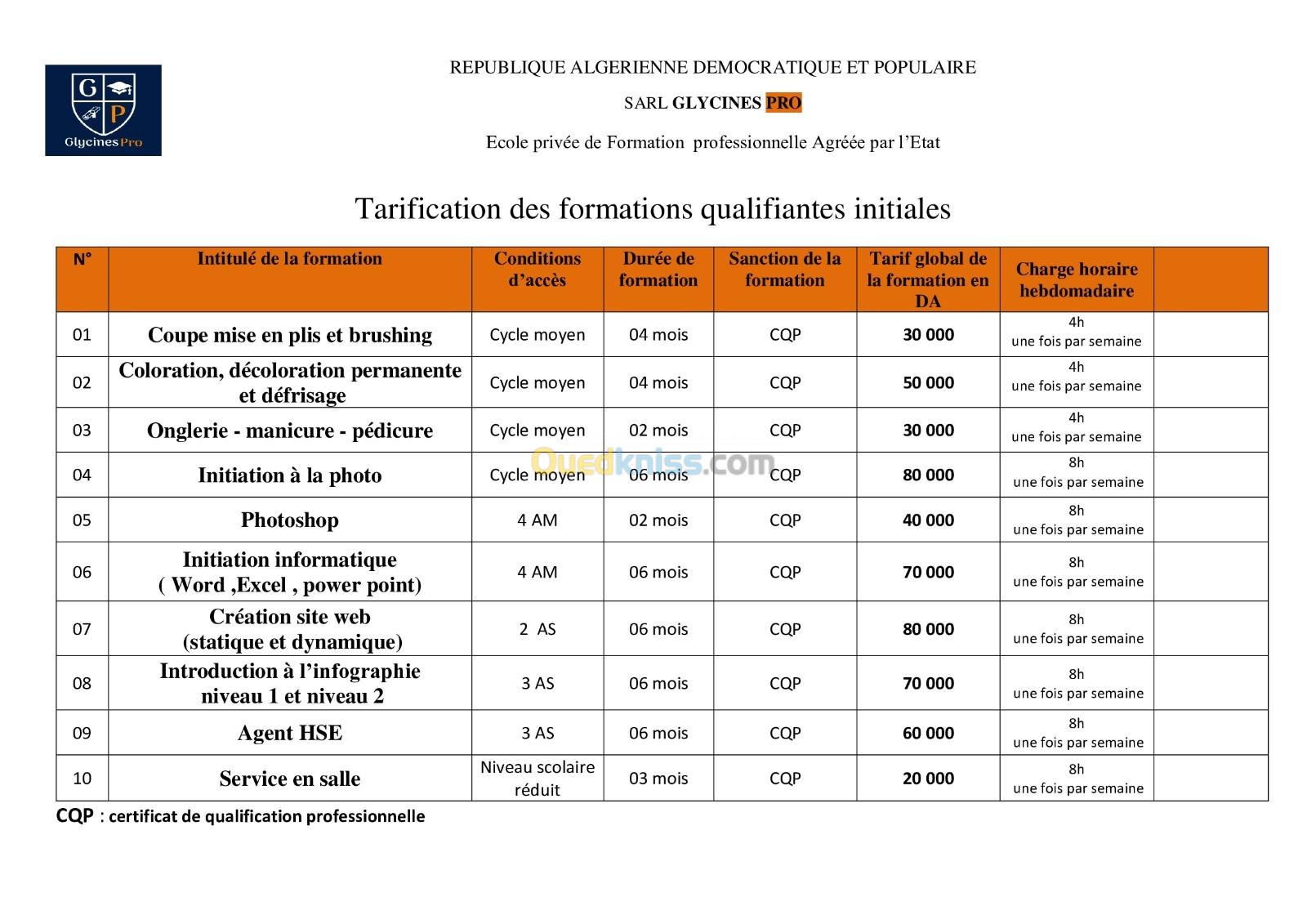 FORMATIONS QUALIFIANTES 