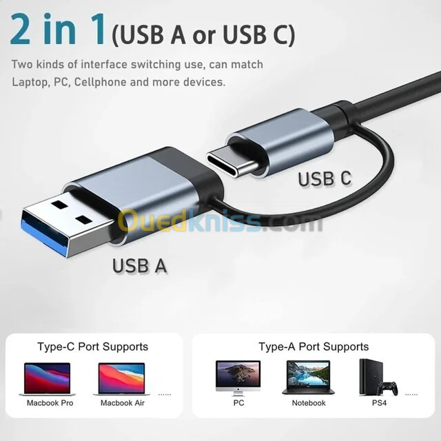 Adaptateur Type-c et USB 8 EN 1