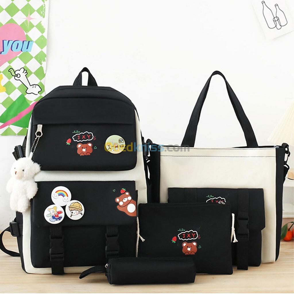      Sac à dos Kawaii 4 pièces joli sac à dos pour l école avec accessoires