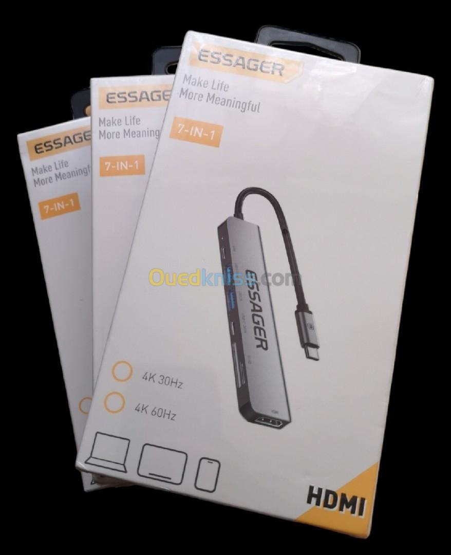 HUB USB ESSAGERE S-TA07  TYPE C TO HDMI USB 3.0 CARTE MEMOIRE