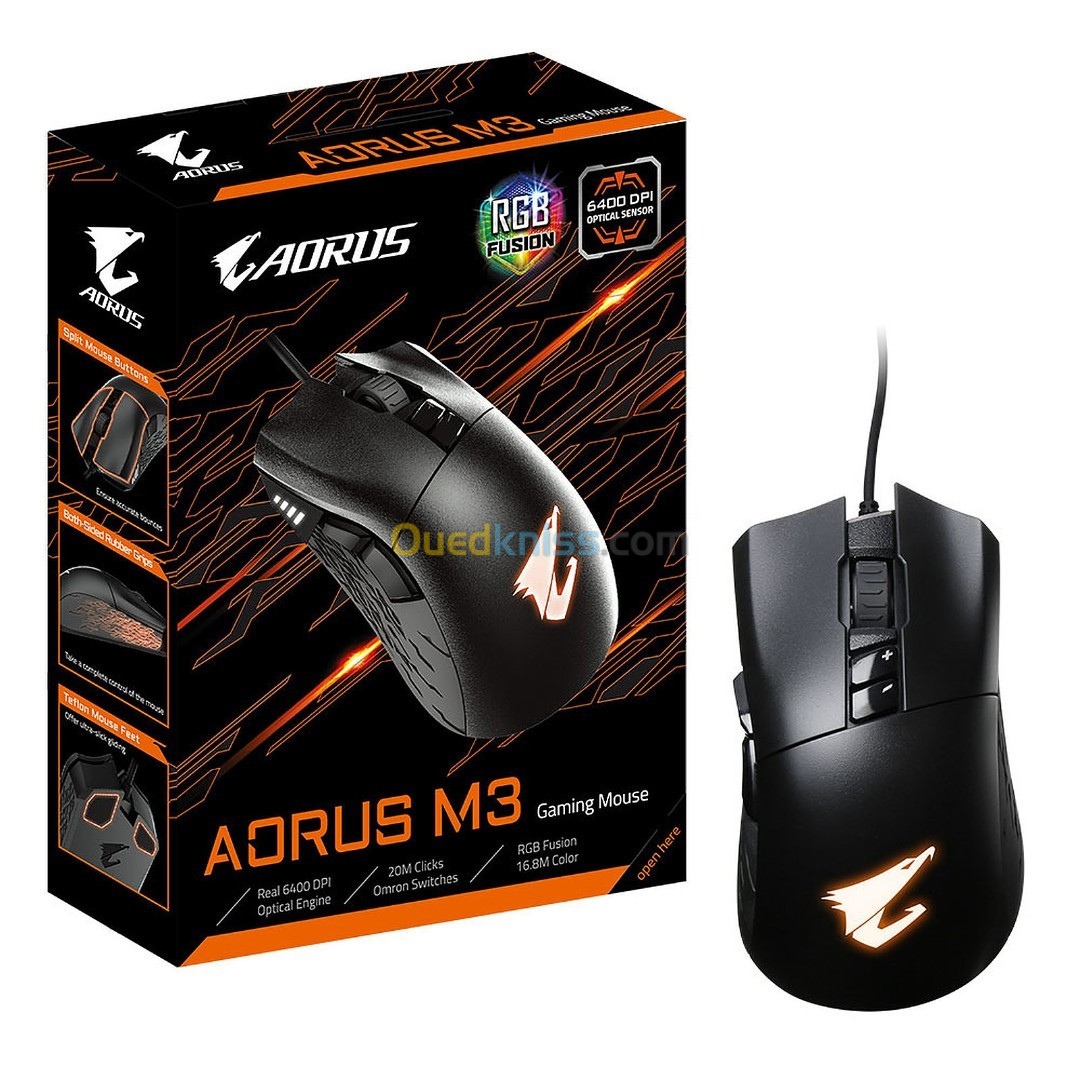 SOURIS GAMING AORUS M3 GAMING RGB FUSION 6400 DPI 