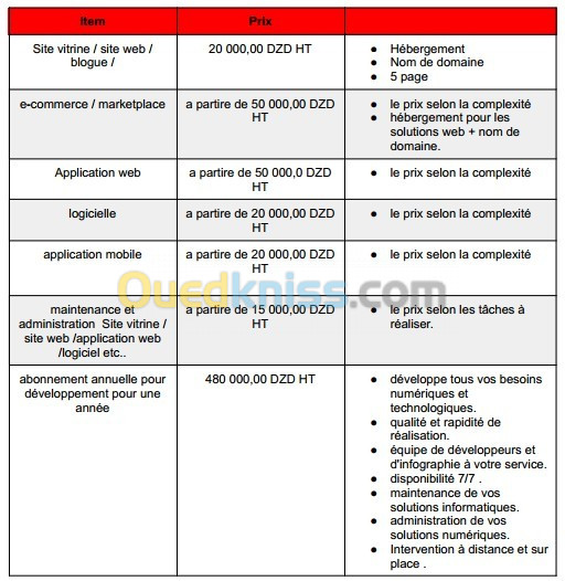 Développement et création de site web 