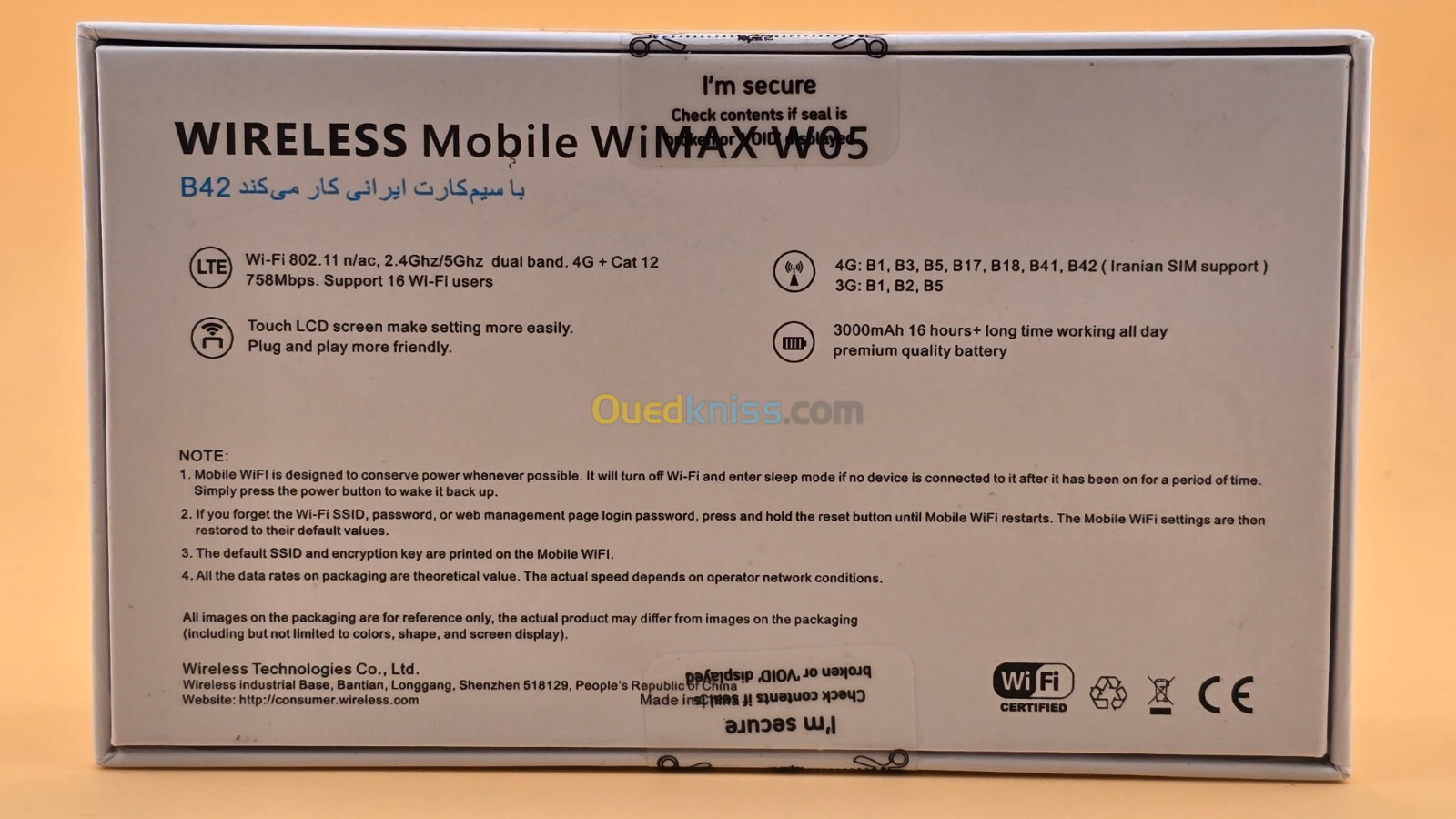 HUAWEI W05 - Modem Routeur 4G+ LTE CAT 12 - Batterie 3000 MAH - J'usqua 16 Utilisateurs