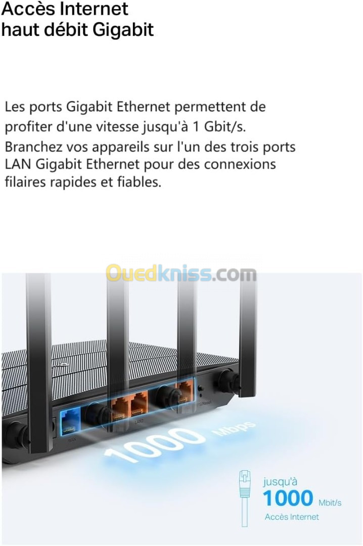 TP-Link Archer AX18 Routeur WiFi 6 AX 1500 Mbps 4 ports Giga 4 antennes OneMesh WPA3 Contrôle parent