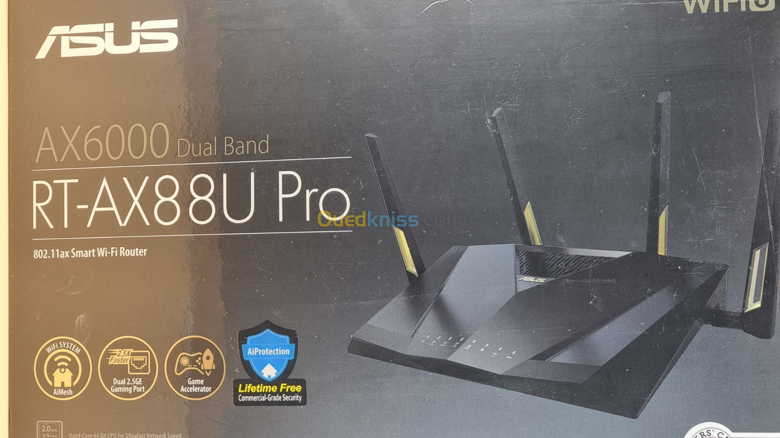 Asus RT-AX88U Pro Routeur WiFi 6 AX 6000 Mbps + WAN & LAN  2.5 GbE Mbps + 4 LAN 1 GbE / Fibre FTTH 