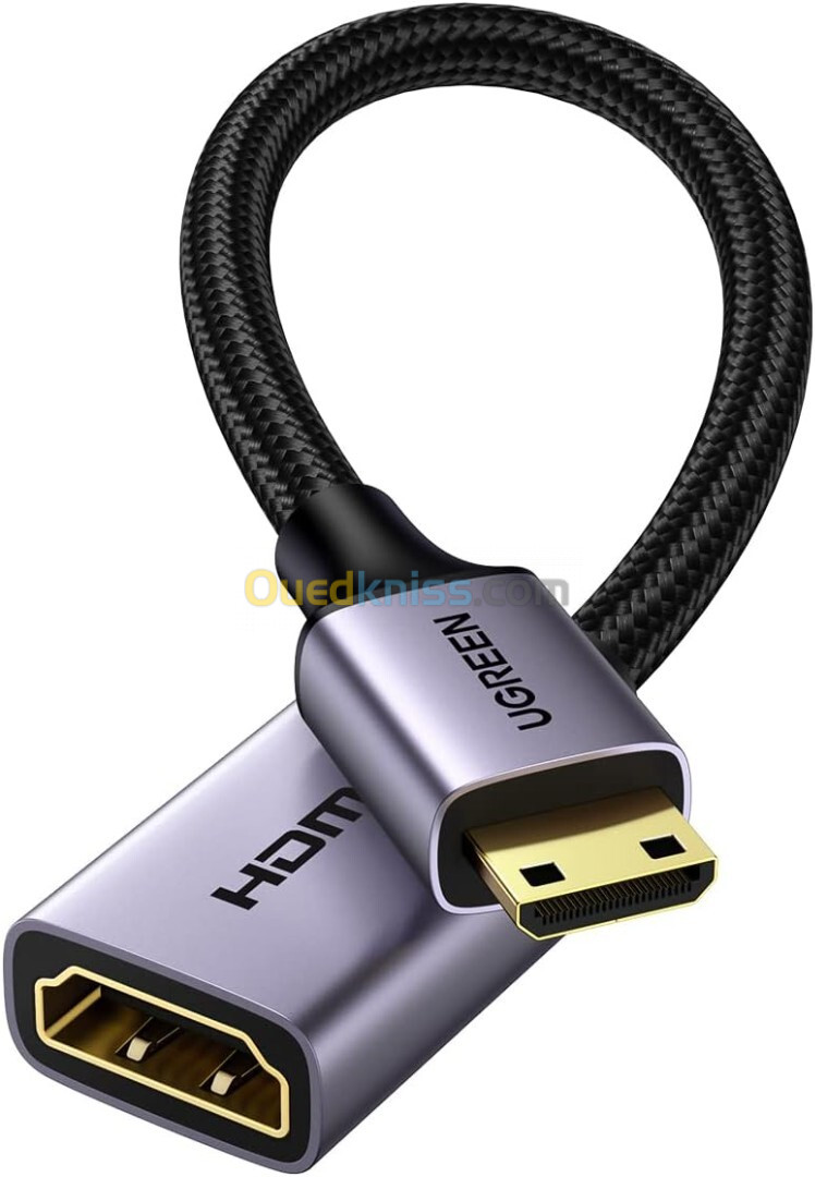 UGREEN Mini HDMI Mâle vers HDMI 2.0 Femelle 4K@60Hz 18Gpbs 3D Ethernet Arc / 25CM Full Compatible  