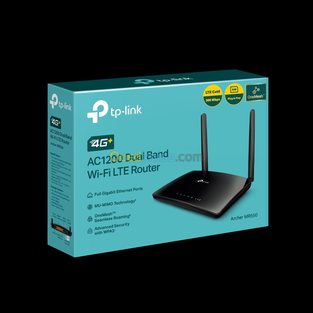 Tp-link archer mr550 router 4g- cat6 300mbps, wi-fi ac1200 dual band, con  sim