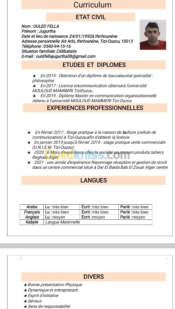 Je cherche un travail 