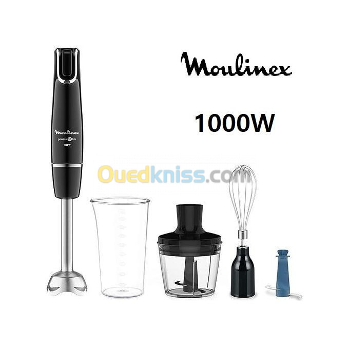 Moulinex Mixeur Plongeant, InfinyForce Powelix Life -1000 Watts DD944810 Noir-Argent