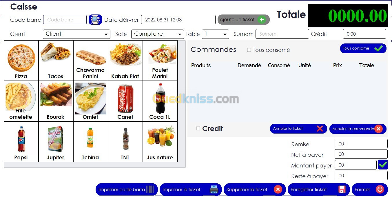 Logiciel de gestion des caféteria - Fast food - Creperie -Crémerie