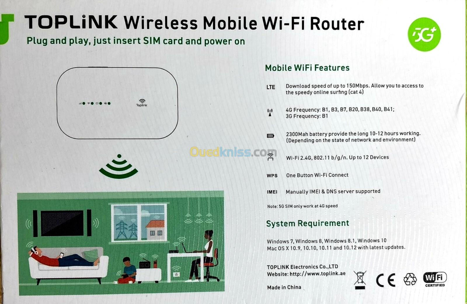 Modem Toplink 5G Wireless Router  2300Mah