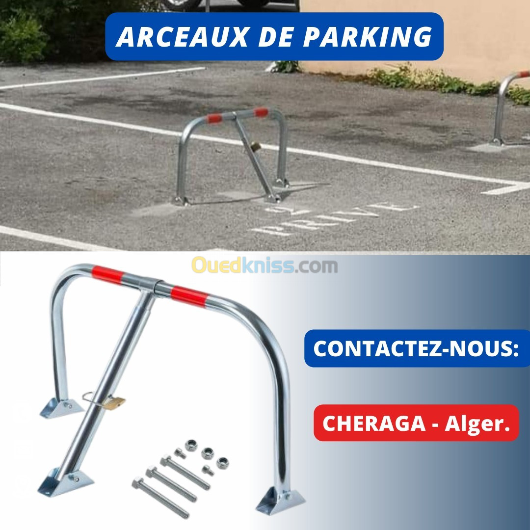 Barrière, arceaux et poteaux de parking et de protection. - Alger