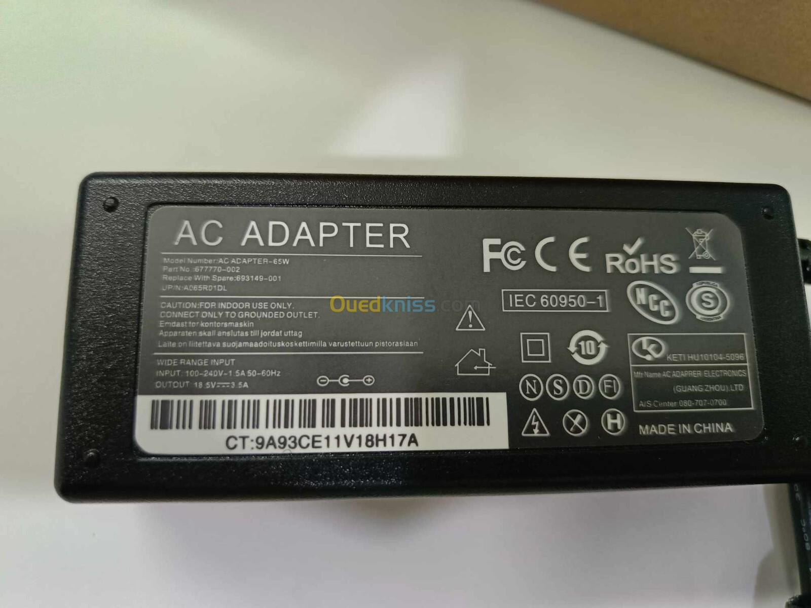 adaptateur 18.5v 3.5a pour pc hp