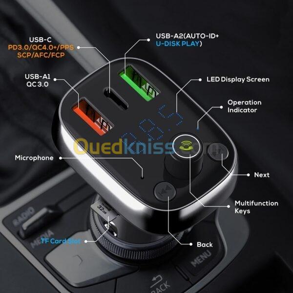 Modulateur Bluetooth et chargeur 36w QC4.0 LDNIO C704Q auto