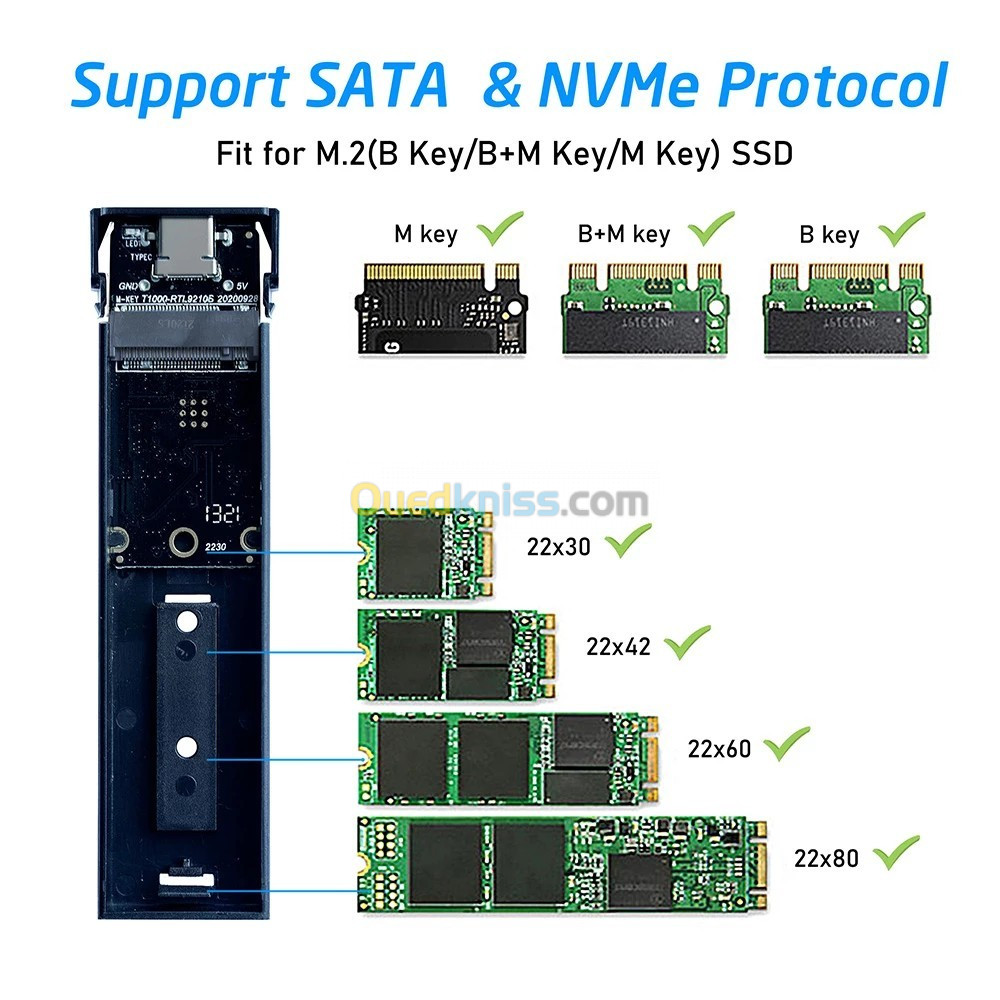 UGREEN M2 SSD boîtier NVME M.2 SATA Enclosure NGFF USB TYPE C 3.1 - 5Gbps -  Alger Algérie