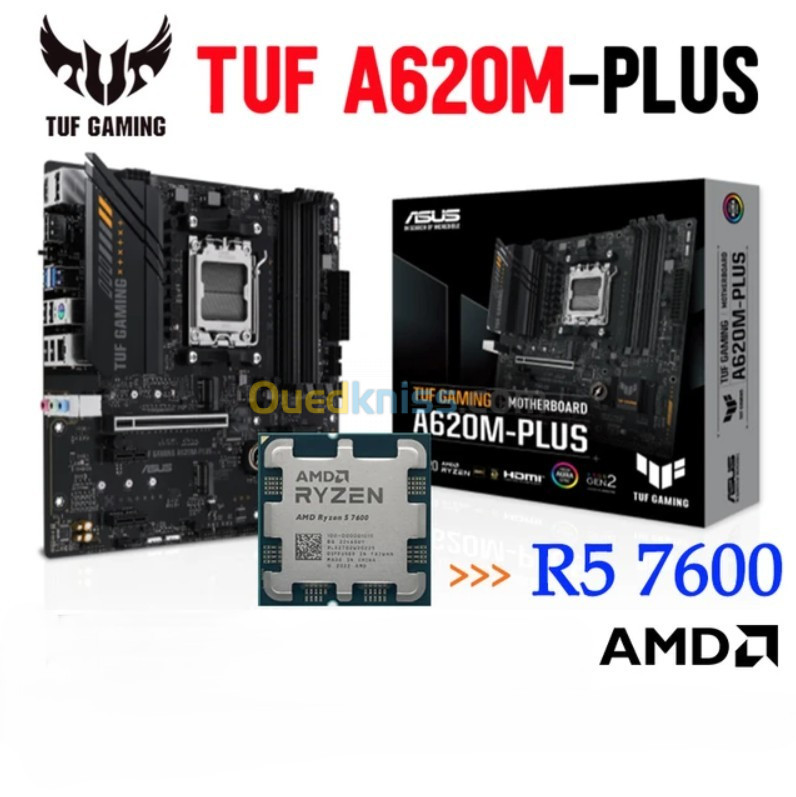 KIT UPGRADE PROCESSEUR RYZEN 5 7600 MPK + CARTE MERE ASUS TUF GAMING A620M PLUS 