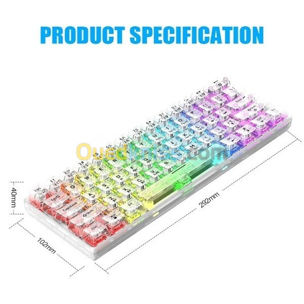 CLAVIER MAGMA FIORA F61 CRYSTAL 60% MECANIQUE CT SWITCH RGB WIRELESS + BLUETOOTH 