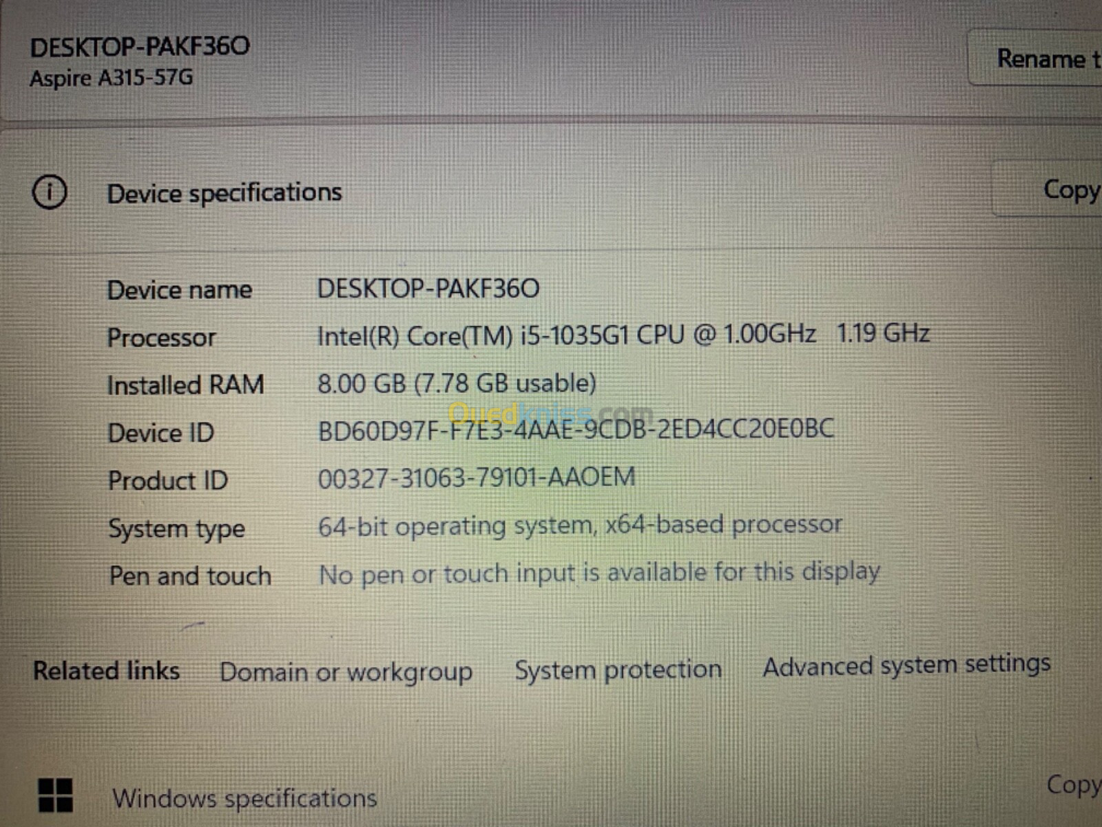 Pc acer aspire 3 i5 10eme generation 