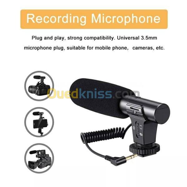 Microphone vidéo sur la caméra Mini condensateur Enregistrement Interview  Vlog Mic pour téléphone Dslr Caméra 3.5mm Mic