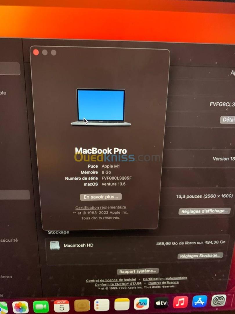 Mac book pro 2020 m1 8g 512 ssd cicle 100 