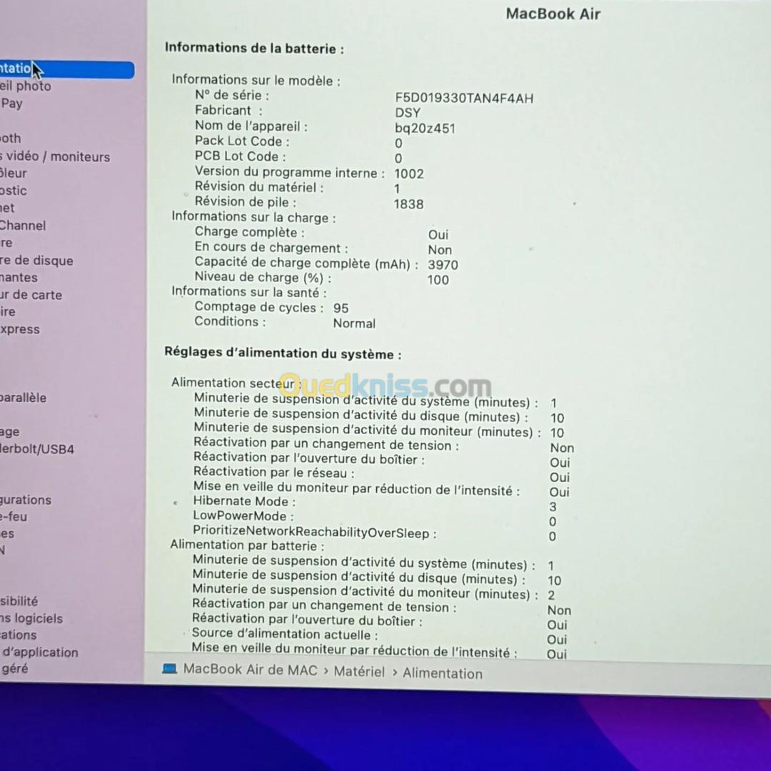 MacBook AIR 2020 I5/8G/512 SSD cycle 95