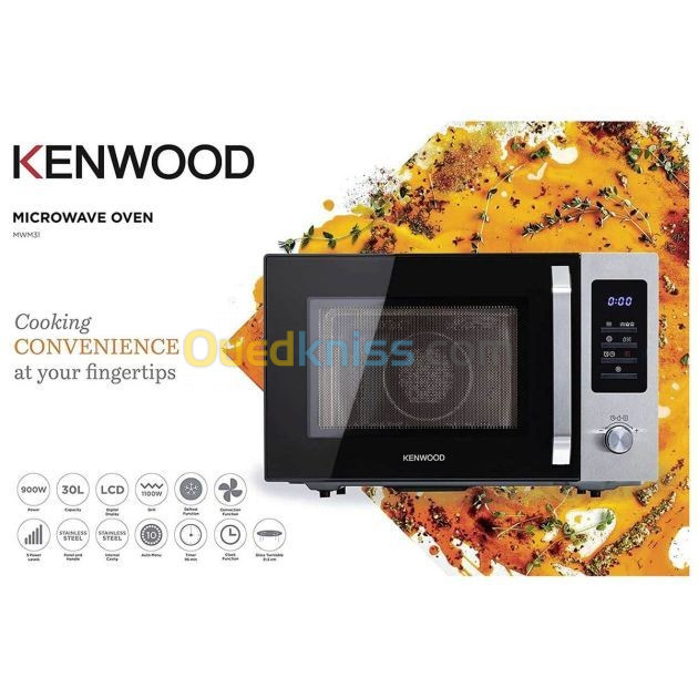 Four à micro-ondes KENWOOD 30L avec gril,900 W MWM31.000BK Noir/Argent