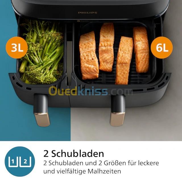 Friteuse sans huile PHILIPS NA352/00 AIRFRYER A DOUBLE PANIER - 9L (6L-3L)-2750w