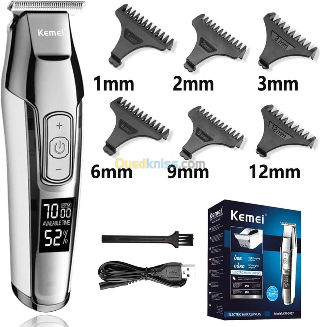 Kemei 5027 Kit Tondeuses À Cheveux Rechargeable Pour Hommes - Noir طقم أدوات قص الشعر 